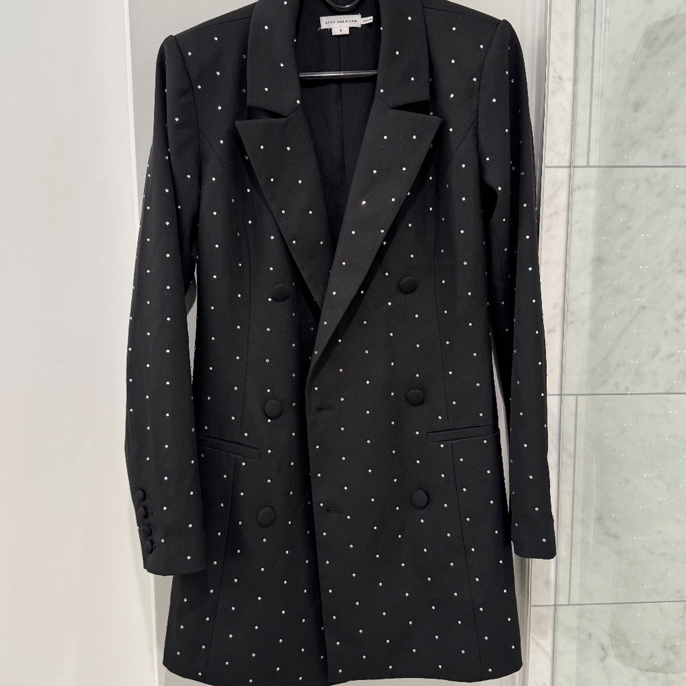 Good American black crystal  mini dress / jacket, sz S